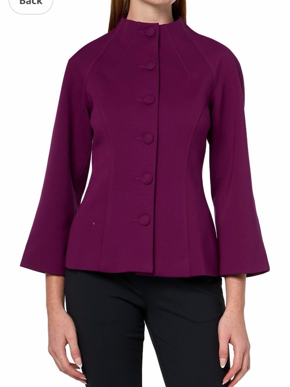 Trina Turk Deep Plum Button-Front Peplum Blazer